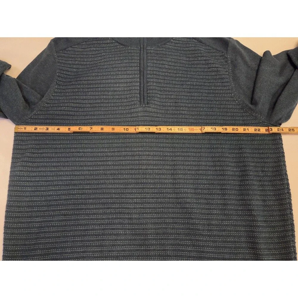 Tommy Bahama 1/4 Zip Sweater Mens XL Teal Textured Knit Pullover Cotton Tencel